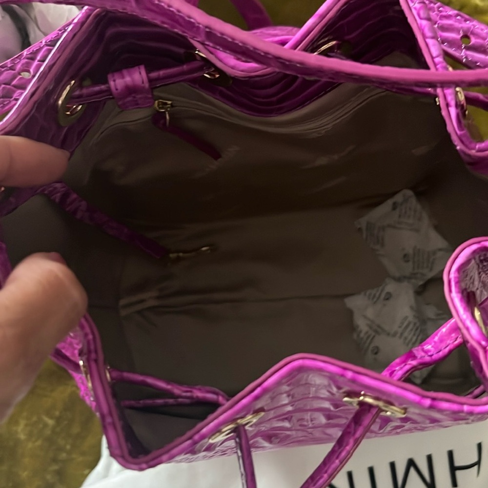 Brahmin Fuchsia Croc-Embossed Shoulder Bag - Picture 3 of 7